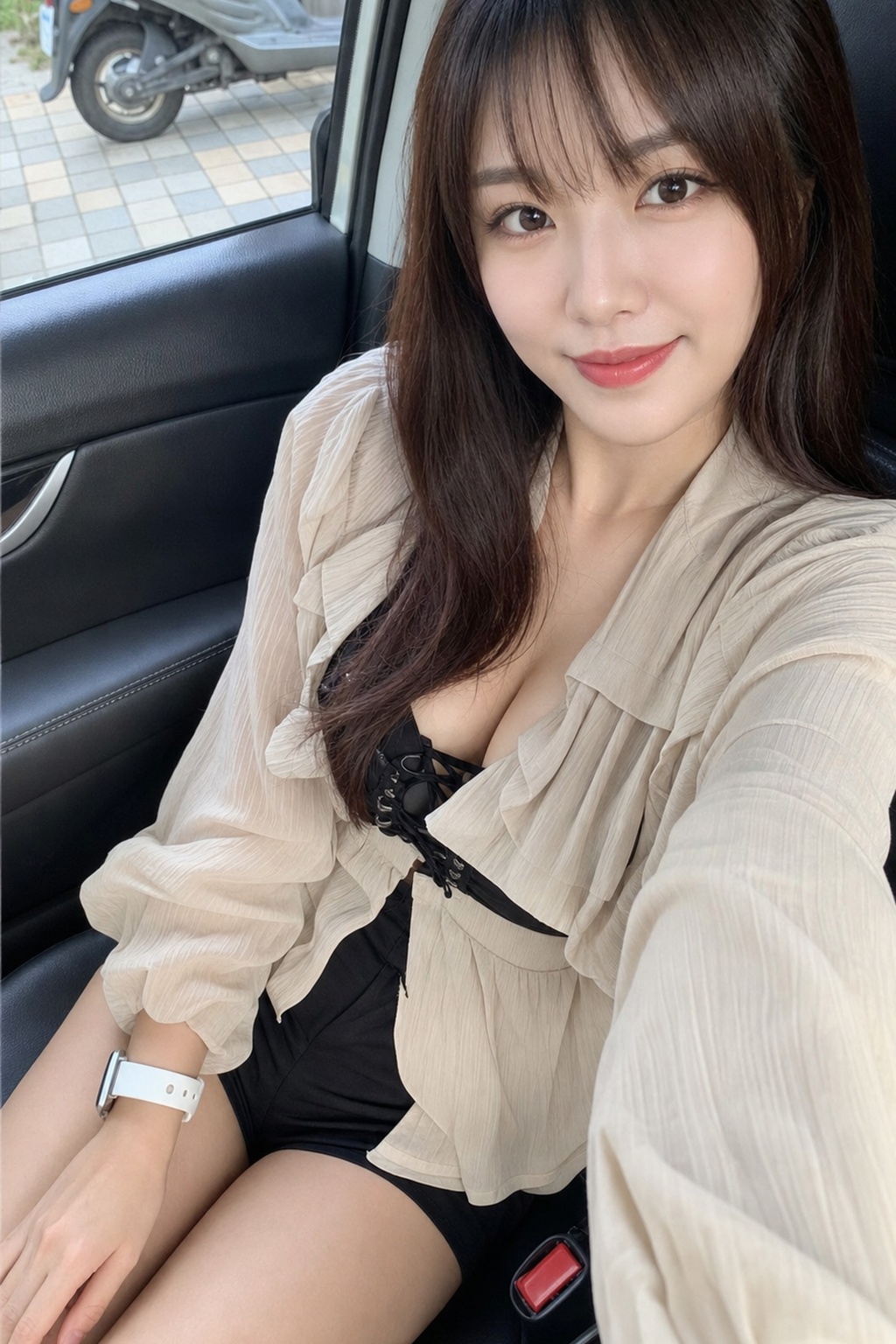 East Asian woman car selfie portrait: GPT Image 2 prompt AI image prompt result