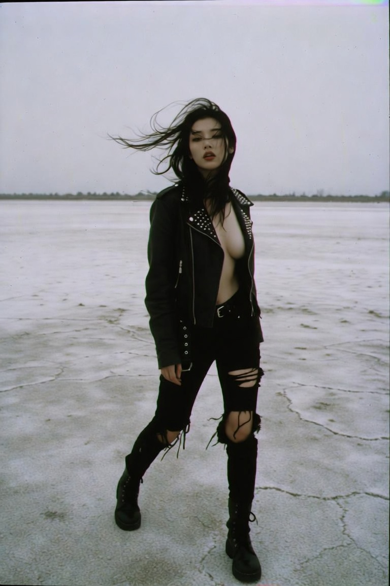 VHS punk streetwear portrait on salt flats: GPT Image 2 prompt AI image prompt result