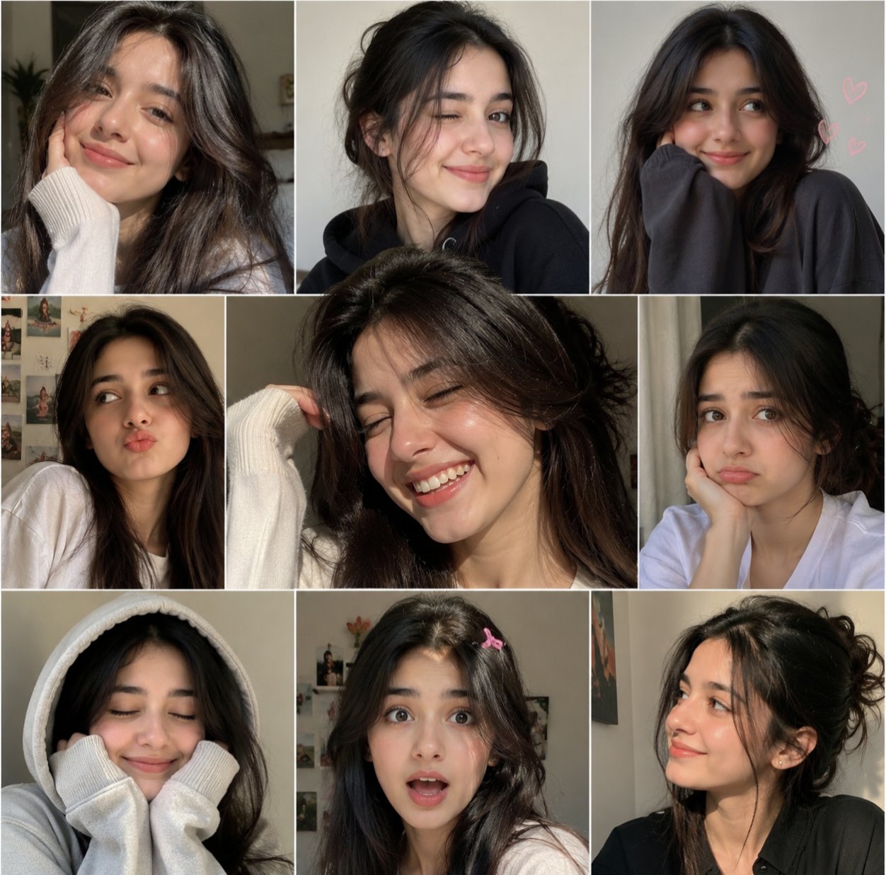Candid expression photo collage of a woman: GPT Image 2 prompt AI image prompt result