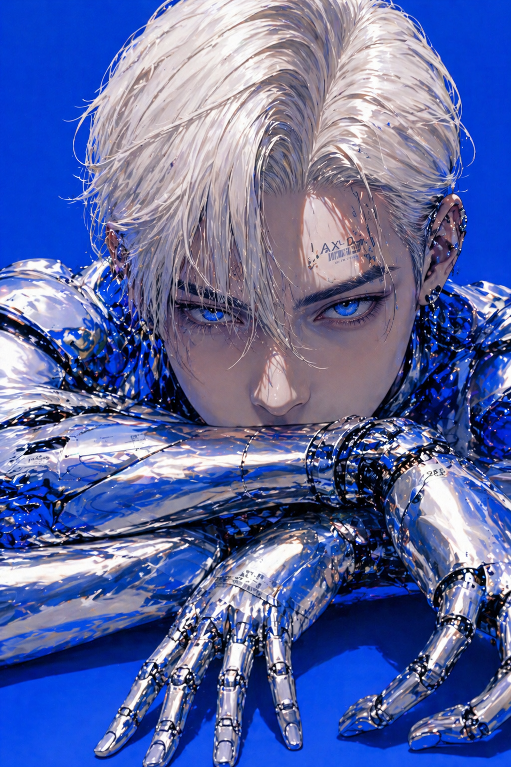 A high-octane, stylized digital anime illustration in a modern cyber-tech aesth… AI image prompt example