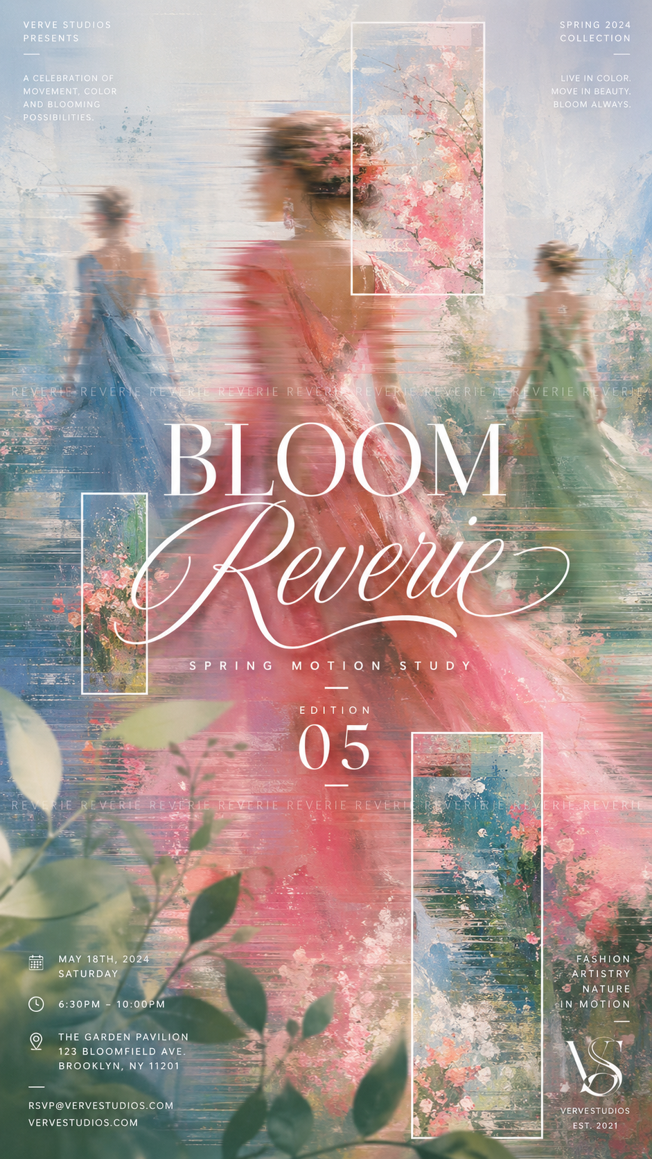 A sophisticated fashion editorial poster in a [MOOD] impressionistic digital pa… AI image prompt example