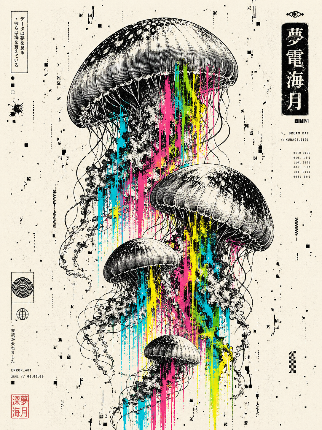 A [MOOD] digital art piece with a distinct glitch-art and pixel-sorting aesthet… AI image prompt example