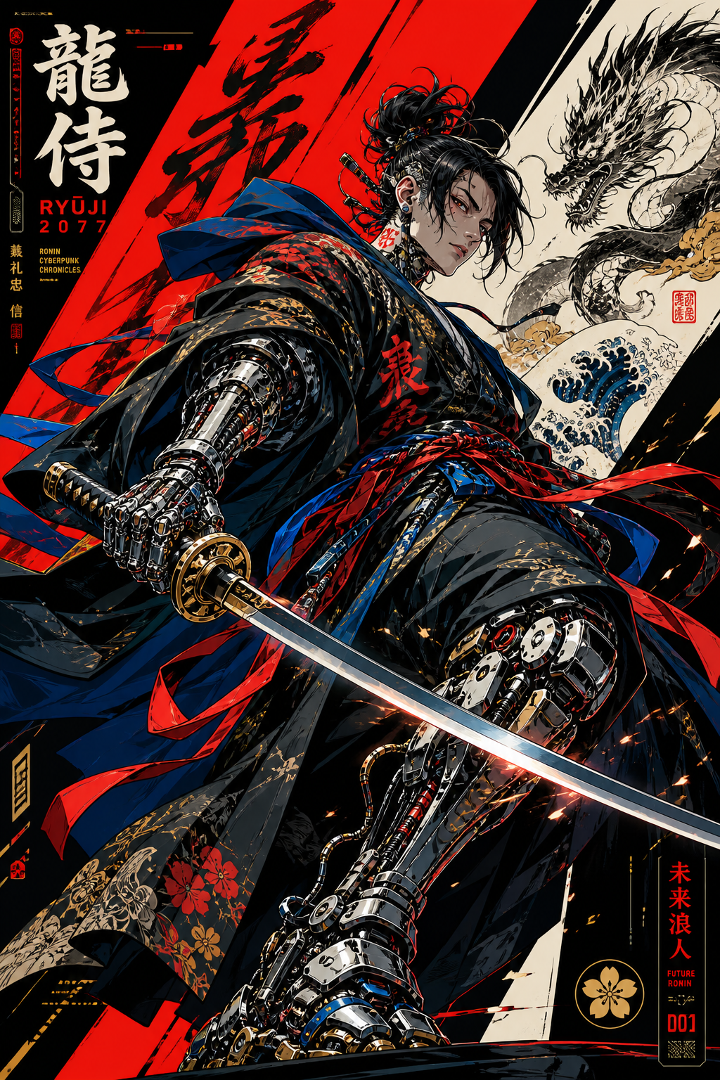 A highly detailed, dynamic 2D digital illustration and graphic novel cover art … AI image prompt example