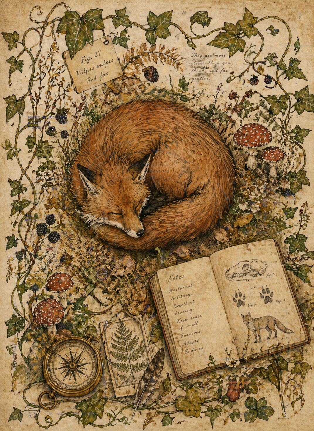 A highly detailed vintage botanical illustration-style artwork of [MAIN_SUBJECT… AI image prompt result