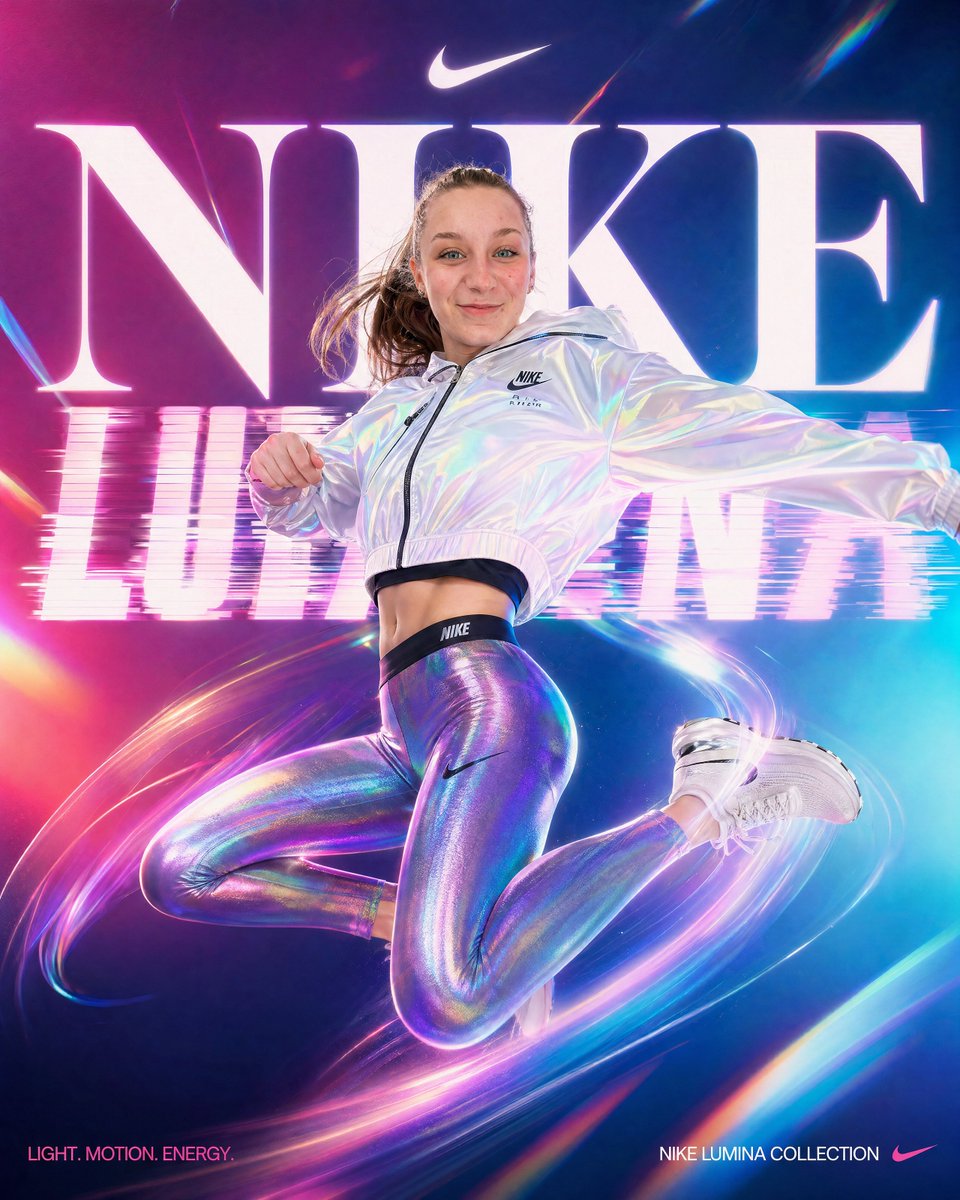Nike neon mid-jump campaign: GPT Image 2 prompt AI image prompt result