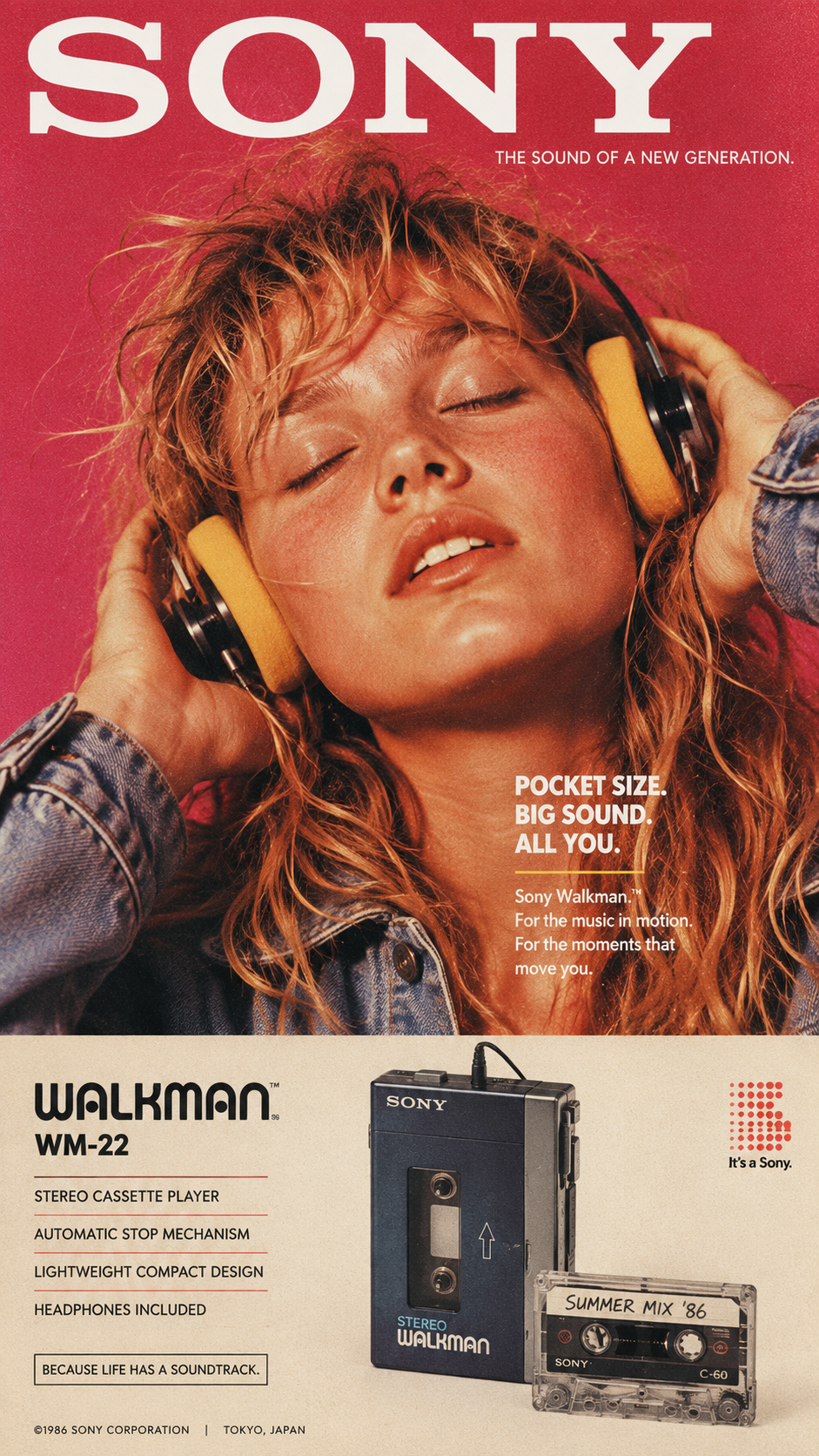 An authentic 1980s analog film photography editorial advertisement, featuring a… AI image prompt example