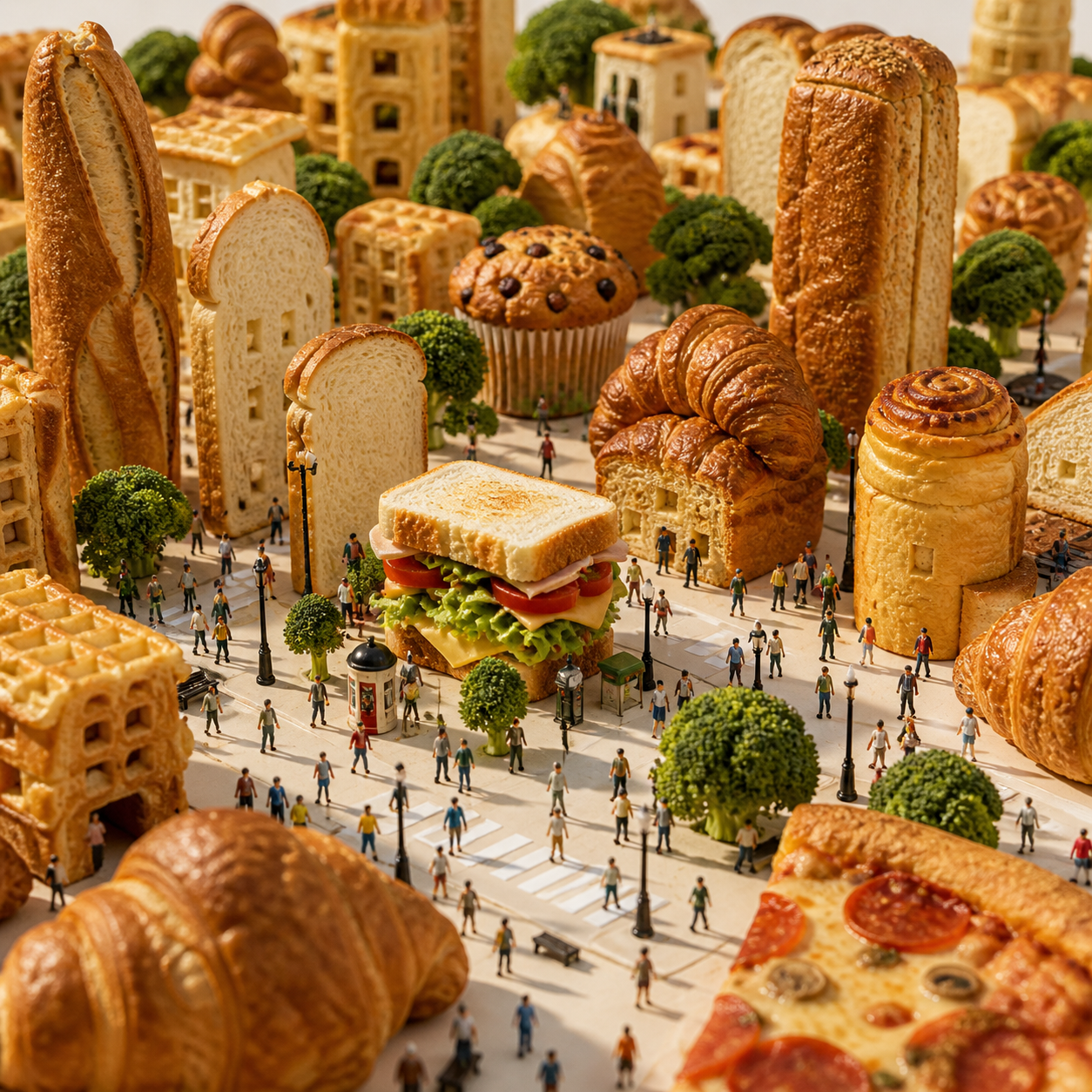 A hyper-realistic miniature diorama and macro photography style, transforming e… AI image prompt example