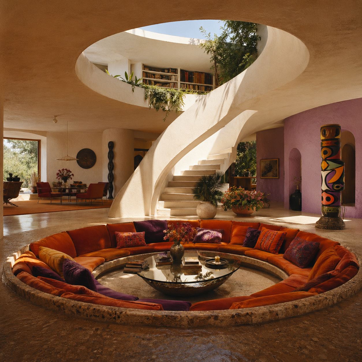 A hyper-detailed, photorealistic interior architectural photograph capturing a … AI image prompt example