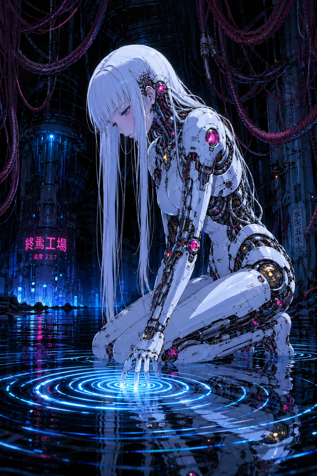 A highly detailed, intricate cyberpunk anime illustration of [MAIN_SUBJECT], de… AI image prompt example