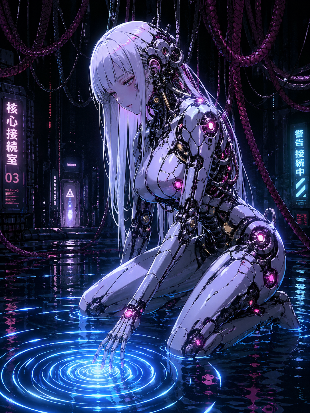 A highly detailed, intricate cyberpunk anime illustration of [MAIN_SUBJECT], de… AI image prompt example